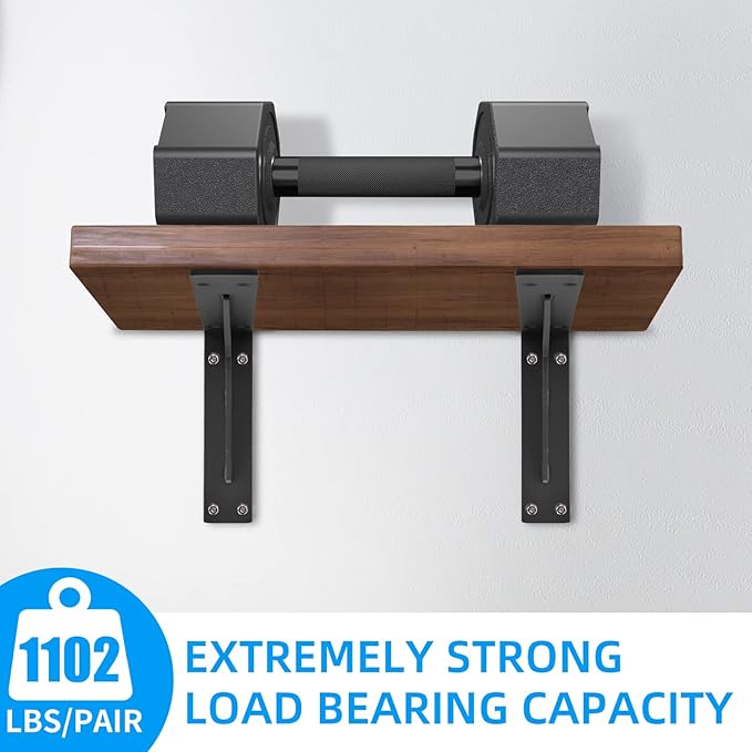 YUMORE Countertop Support Bracket Heavy Duty 14x8x2 in, 1/5IN Thicken Solid L Brackets Countertop Bar Shelf Bracket, Includes Hardware, Matte Black, 2 Pack