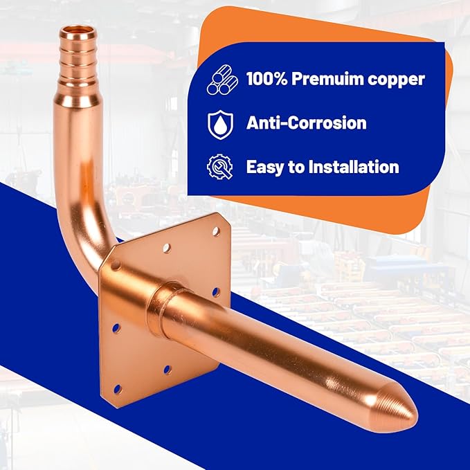 (Znkiok®10 Pack) 1/2 Inch Pex Fittings,Copper Stub Out Elbow With Wall Flange 1/2" x 6"，For Pex B and C Plumbing Systems,UPC,NSF/ANSI 61 Certified.
