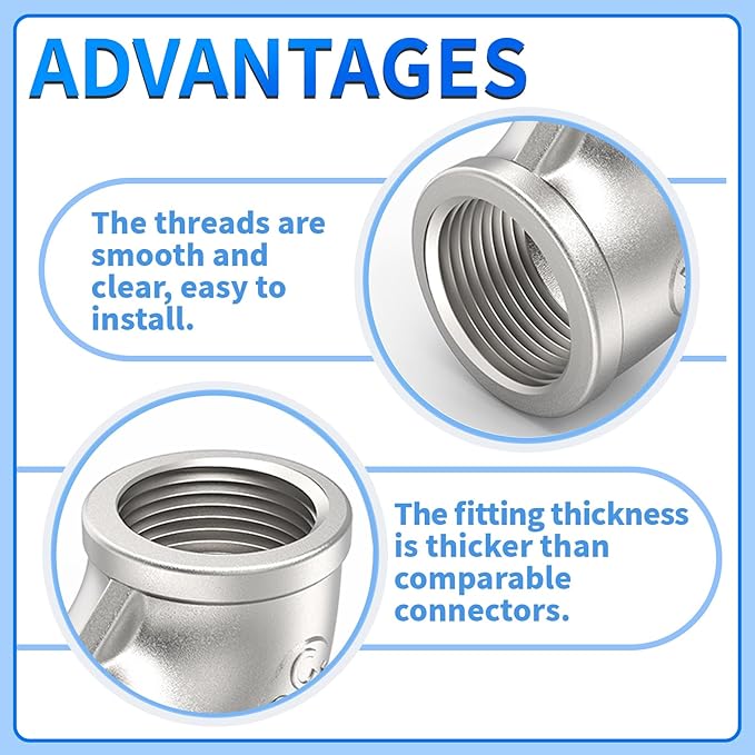 ChillWaves 304 Stainless Steel Pipe Fitting, 90 Degree Elbow 1-1/2" NPT Female x 1-1/2" NPT Female Thread Adapter(1-PACK)