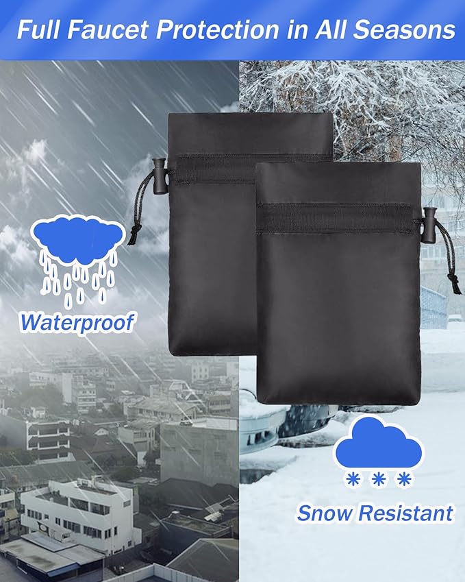 Outdoor Faucet for Winter, POROLIR 8.3" H x 6.7" W Thicker Insulation Faucet for Winter Hose Bib Insulated Faucet Sock Spigot Freeze Protection Graphite (2-Pack)