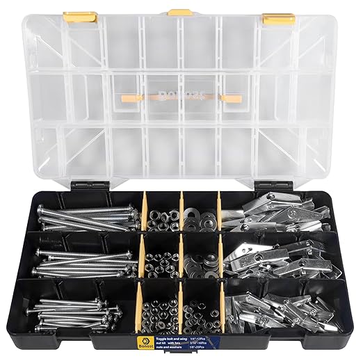48 Sets Toggle Bolts - 1/4 3/16 1/8 Inch Butterfly Toggle Anchors for Drywall - Toggle Bolt Assortment Kit with Matching Wing Nuts, Hex Nuts, Washers
