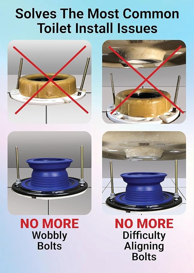 One N Done Toilet Flange Repair Kit - Toilet Kit For Low or Broken Toilet Flange. Toilet Wax Ring Replacement Kit W/Toilet Flange Extender Kit. No Wax Ring For Toilet Bowl Or Toilet Seal Required 10X