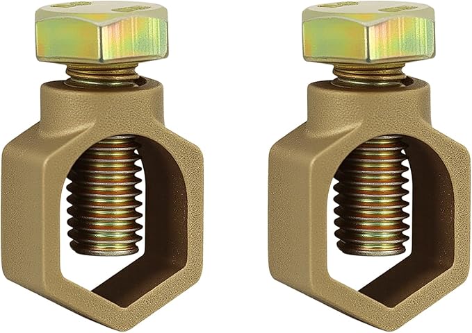 Copper Ground Clamp Set, Includes 2 Grounding Rod Clamps (1/2”–5/8”), for Ground Wire, Rebar & Water Pipe Connections