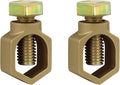 Copper Ground Clamp Set, Includes 2 Grounding Rod Clamps (1/2”–5/8”), for Ground Wire, Rebar & Water Pipe Connections