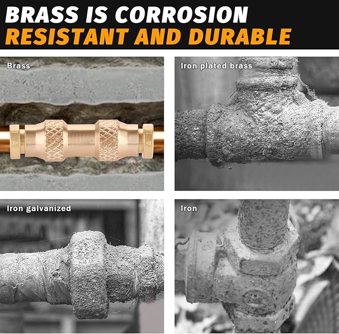 1/8" DOT Push to Connect Air Fittings, (One-eighth of an Inch) Push-In D.O.T Brass Fittings for Air Brake Lines of Trailers and Industrial(Pack 4)