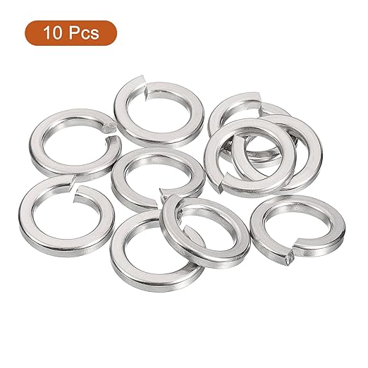 uxcell 10 Pcs Spring Lock Washer, M14 Split Lock Washer Assortment 316 Stainless Steel Lock Washers for Screws Bolts Nuts, Silver