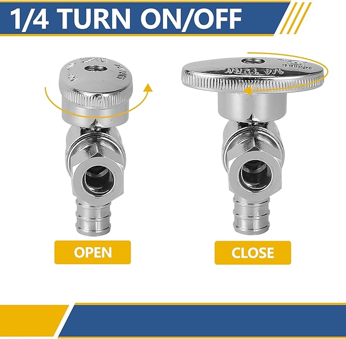 Angle Stop Valve,1/2 Inch Pex Expansion X 3/8 Inch OD Compression Angle Shut-off Valve with 1/4 Turn on/off (Pack of 5,ASTM F1960)(VALVE094-5Pack)