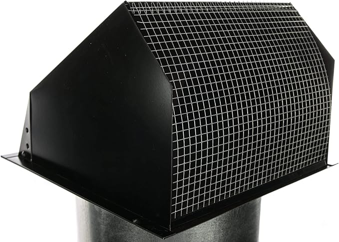 RDP Hooded Wall Vent with Screen and Damper (8 Inch, Black)