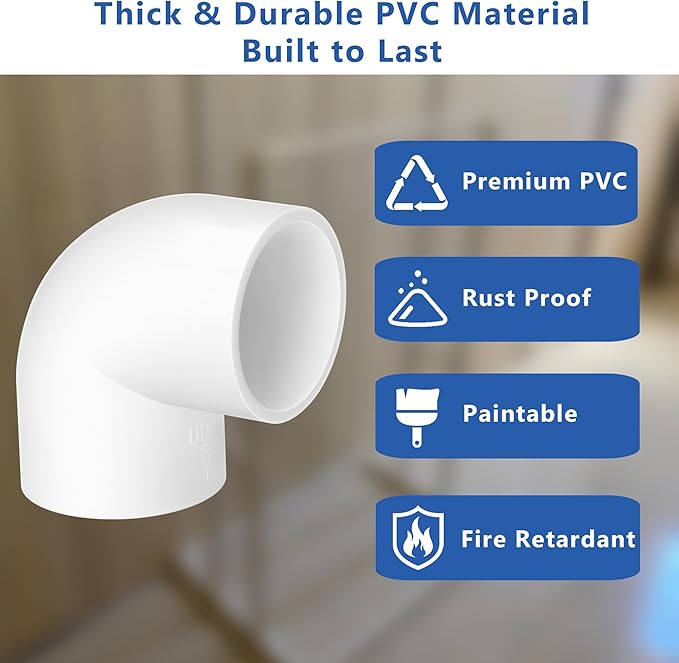 3/4 Inch PVC Fittings Elbow 90 Degree 2-Way 14-Pack, PVC Pipe Fitting Connector for Building Furniture, DIY Corner Elbow Fitting for Pipe Connections, Greenhouse, Shed and Tent Connection, Pool