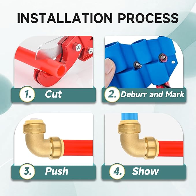 (Pack of 30) Niikappu 3/4 Inch x 3/4 Inch Elbow Brass Fitting, Push to Connect Brass Plumbing Fitting, PEX, Copper, CPVC, PE-RT Pipes