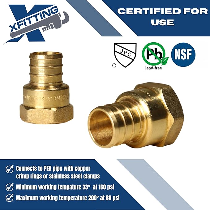 XFITTING 3/4 inch Pex x 1/2 inch Female NPT Adapter, 23-4-5=2X, 2 Pieces