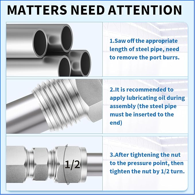 ChillWaves 304 Stainless Steel Compression Tube Fitting, 3/4" OD x 3/4" OD Compression Union Connector(1-PACK)