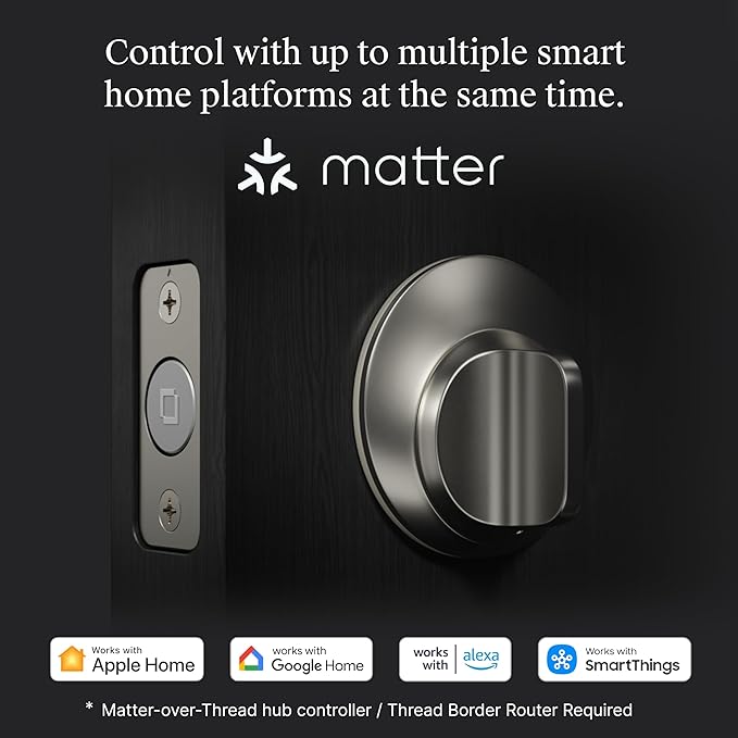 Level Lock (Matter) Smart Lock - World's Smallest, Most Beautifully Designed Matter-Over-Thread Deadbolt - Level App for iOS & Android | Works with Apple Home (Matte Black)