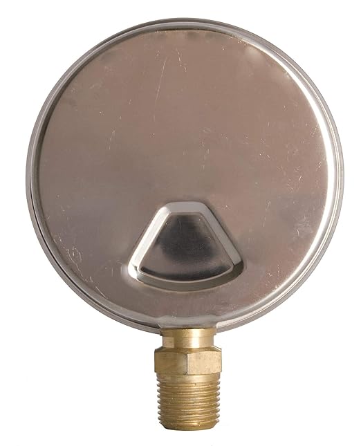 4" Oil Filled Pressure Gauge - Stainless Steel Case, Brass, 1/2" NPT, Lower Mount Connection, 0-100PSI