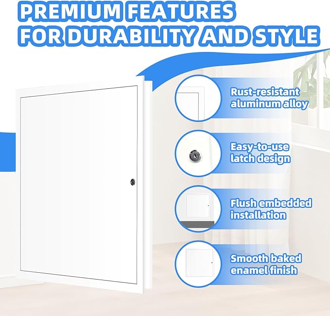 18" x 18" Metal Access Panel, 1MM Thickened Access Panel for Drywall, Aluminum Access Panel for Walls and Ceilings, Rust-Resistant and Easy-to-Install Drywall Access Panel