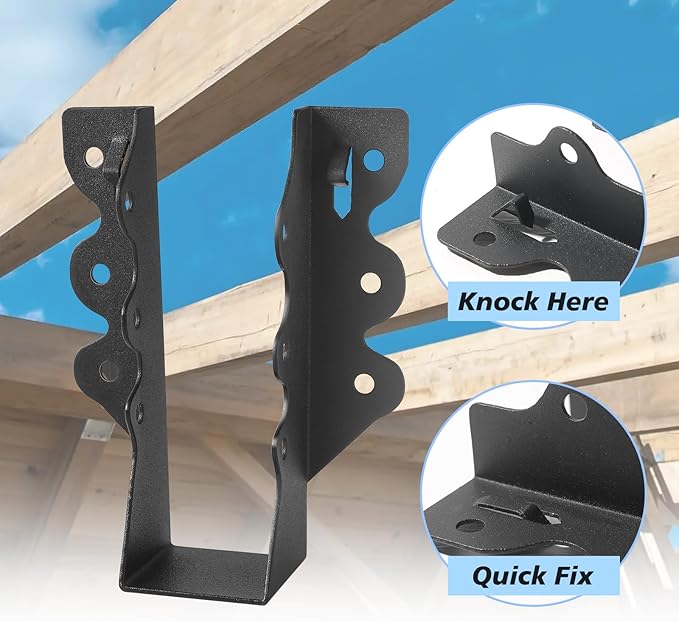 16 Pcs 2"x 6" Joist Hanger,Q235B Steel Face Mount Joist Hangers,Black Powder Coated Hurricane Ties for Rafter, Rafter Brackets for Floor, Deck and Ceiling Joists