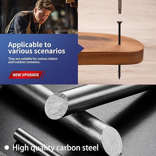 #10 x 3 Inch Deck Screws (59Pcs) 1lb. Carbon Steel, Black, Flat Head, Rust Resistant epoxy Coated, with T25 Star Bit