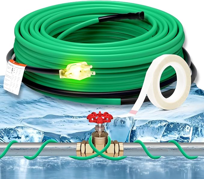 HEATIT Pipe Heat Cable for Water Pipe Freeze Protection, Self-Regulating Heat Tape for Metal And Plastic Home Pipes, Anti-Freeze Pipe Heating Trace System 120 V 35FT