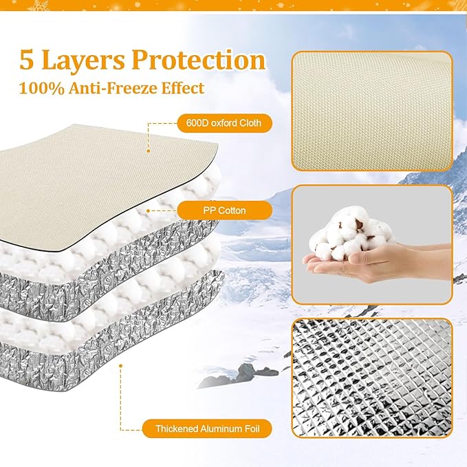 Backflow Preventer Cover (5°F) Heavy-Duty 5-Layer Insulated Enclosure, Freeze & All-Weather Protection for Outdoor Pipe, Irrigation Sprinkler Valve, Well Water Pump & PVB, 22" Wx16 H Beige