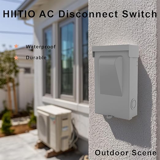 240VAC 30 Amp Fused AC Disconnect Box, Outdoor Waterproof Metal Enclosure with Pull-Out Switch - for Home & Light Commercial HVAC, Condensing Units & Air Conditioning Systems - UL Listed