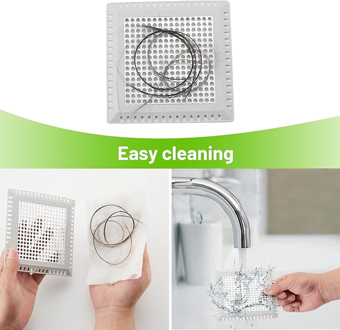 Drain Hair Catcher,Shower Drain Cover Hair Catcher Shower Drain Strainer for Bathroom Floor,Square Shower Hair Drain Catcher to Keep Away from Clogged Drain-No Rust!