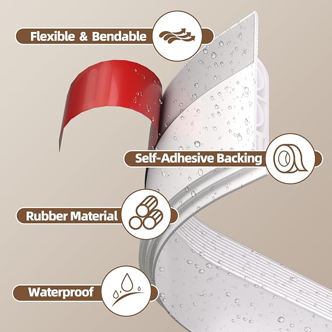 78"" Door Draft Stopper for Bottom of Door, Adhesive Weather Stripping Door Seal for Cold Air Insulation, Under Door Sweep for Exterior & Interior Doors Blocker Noise Dust, White