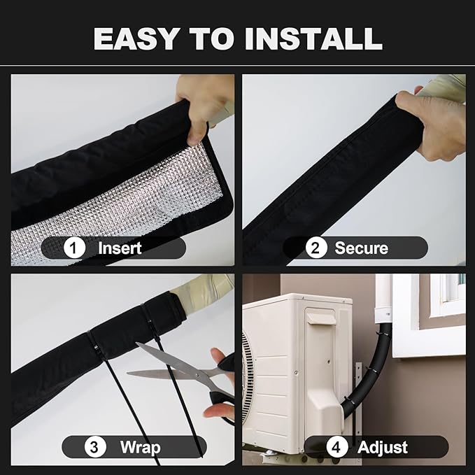 3 Layers HVAC Copper Pipe Insulation Cover Protector Outdoor 600D Oxford AC Copper Line Insulation Sleeve Wrap for Outside 72x10.2In with 10 Cable Ties for Central Air Conditioning Mini Splits