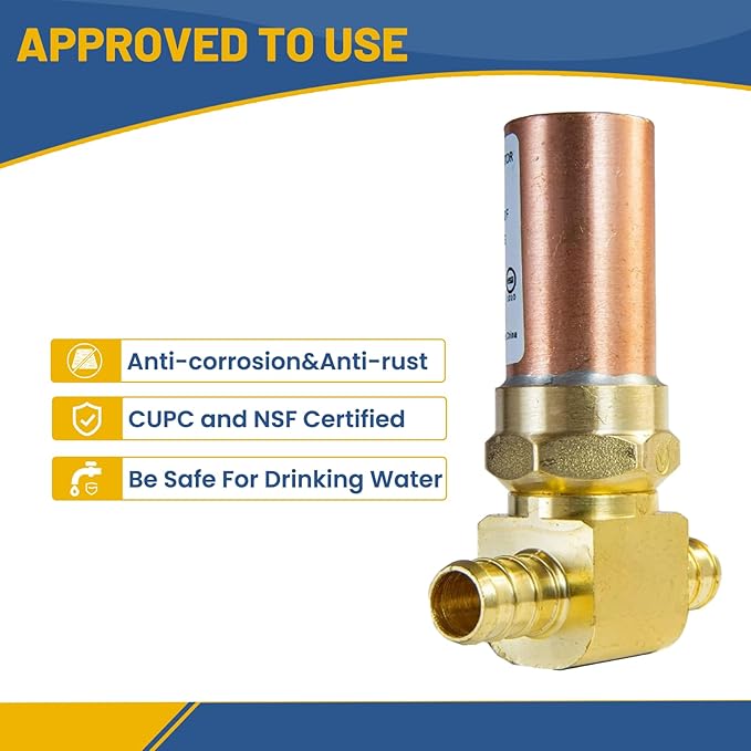 Water Hammer Arrestor,1/2Inch Tee Copper Water Arrestor,Pex Crimp Connection(1PACK,Copper Arrestor)(HAMMER010)
