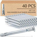 Tandefio 40 Pcs 3/8" x 6" Flat Sleeve Anchors for Concrete Zinc Plated Expansion Anchors Flush Mount Bolt for Masonry, Brick, Concrete Heavy Duty Bolts Secure Fastening