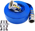 1.5" x 50' Blue PVC Discharge Hose for Swimming Pools with Camlock C and E Fittings, Cam Lock Fitting Type F included Heavy Duty Backwash Hose Reinforced Pool Drain Hose