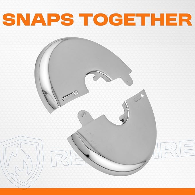 Retrofit Fire Sprinkler Escutcheon Cover Plate 1/2" IPS - Flat 2 Piece Stainless Round Split Flange for Easily Covering Gaps Between Fire Sprinkler Pipe and Ceiling or Wall - 4 PK