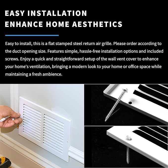 32 x 10 Vent Cover(Duct Opening Size),Air Return Vent Cover,Flat Vent Cover,Rejillas De Aire Acondicionado para Casa,Return Air Grilles,Outer Dimensions:33.75"Wx11.75"H(32"W x 10"H, Duct Opening)