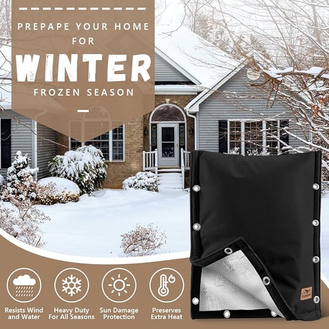 Backflow Preventer Insulation Cover - 3 Way Opening Pipe Insulation Cover for Irrigation Valve, Sprinkler Cover for Outside - Winter Freeze Protection Backflow Cover - 21" W x 16" H, Black