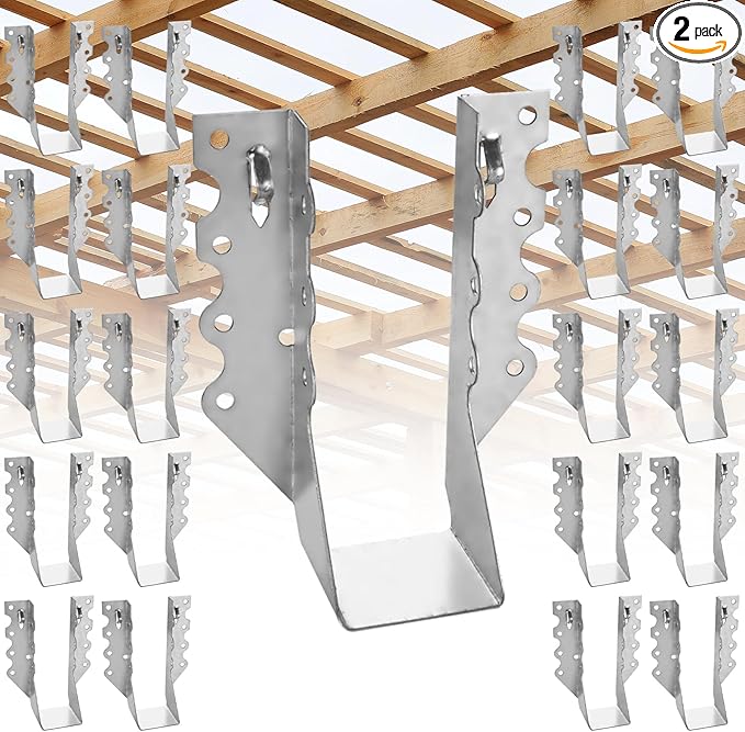 30Pcs 2x6 Joist Hangers for Wood, 18 Gauge Galvanizing Face Mount Joist Hangers, Joist Hanger 2x6 Hurricane Ties Brackets for Rafters for Floor Deck, Ceiling Joists, Wood, Roofs