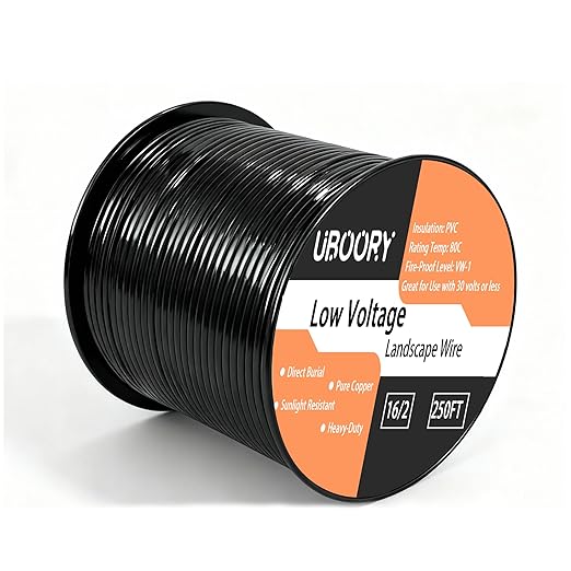 16/2 Low Voltage Landscape Wire, 16 Gauge 2 Conductor 250 Feet, Low Voltage Wire, Outdoor Direct Burial Electrical Wire