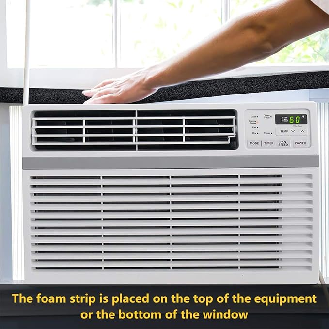 13Ft NBR+PVC Air Conditioner Foam Seal Insulating Strip 2 Roll 1 x 1 Inch 6.5 Feet Long Heavy Duty Window Seal Weather Stripping with High Resilience No-Adhesion