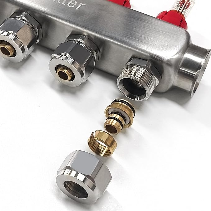 AB 5 Loop PEX/Radiant Manifold, 1/2 Inch Compatible Outlets, Up to 1.4 GPM Flow Valve for Hydronic Radiant Floor Heating(1/2" Connectors Included)
