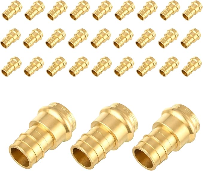 30-Pack HeSun Copper Press Fitting Adapter, 3/4" PRESS X 1" PEX-A Expansion F1960 Coupling, LF Brass