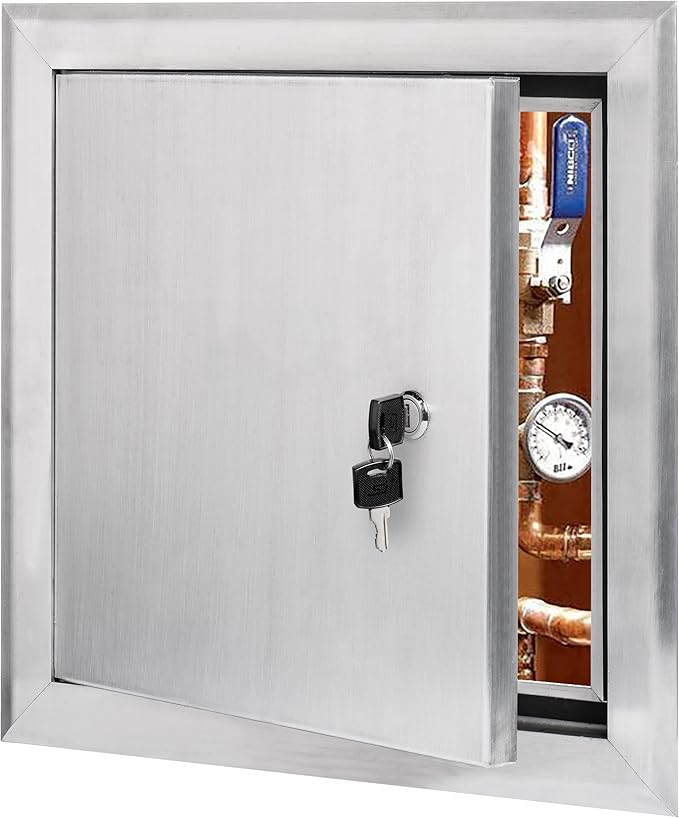 Premier 24x24 Universal Aluminum Access Panel Door with Keyed Latch, Insulated for Exterior Application Use, Wall or Ceiling Mounted for Drywall, Plumbing, Electrical, 2400 Series