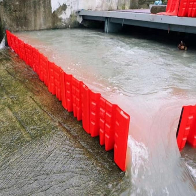 Flood Protection Barrier, 2/3/4/5/6/7/8/9/10/20/30-Pcs Wall Plastic Flood Prevention Board Water Absorbent Dams Diverter Door Dam Flood Barrier Water Barrier(2-Pcs)