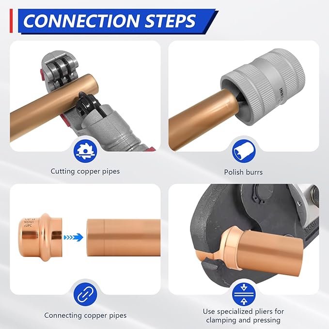 10-Pack YVSKM 1/2" Copper Press Cap, Lead-Free Copper Pipe Fitting End Cap for Press Plumbing Systems, Hot & Cold Water, HVAC & Potable Water Applications