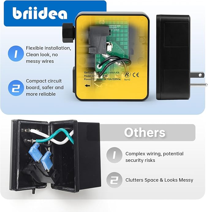 Garbage Disposal Air Switch Kit Sink Top Waste Disposal Stainless Steel Oil Rubbed Bronze On/Off Air Button Food and Waste Disposals Part by Briidea, UL Listed