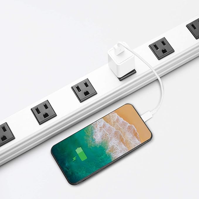 Heavy Duty Power Strip - 16 Outlet Large Metal Industrial Power Strip, 15FT Cord, 15A, 125V, 1875W (Silver)