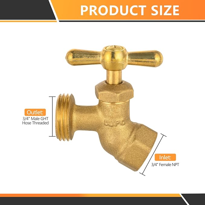 HeSun 40-Pack Brass No-Kink Hose Bibb Valve, 3/4" FIP Inlet x 3/4" MHT Outlet, Garden Hose Faucet/Valve(BIBCOCK010-40)