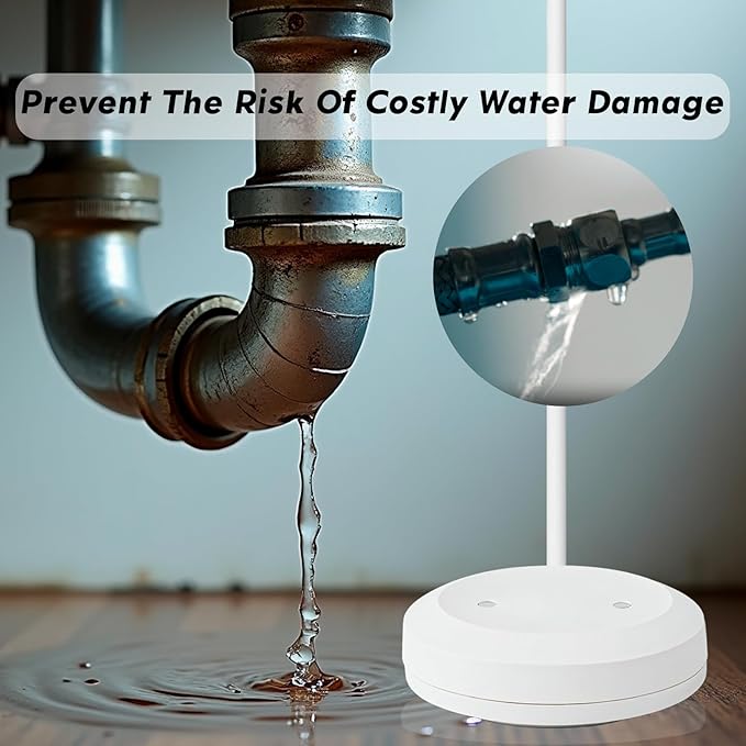 Water Leak Detector for Home, Water Alarm Leak Detector with Automatic Shutoff, Includes Leak Sensor and Water Valve, for 1-Inch Diameter Pipe, Protect Your Home from Water Damage
