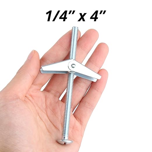HASWARE Toggle Bolt Zinc Plated Steel and Wing Nut for Hanging Heavy Items on Drywall 1/4x4 (8 Pack)