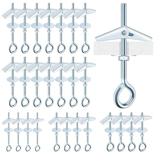 15Pcs M5 x 75mm Eye Bolt Toggle Bolt Assortment Kit, Spring Toggle Bolts Butterfly Anchors Butterfly Toggle Anchors, Heavy Duty Drywall Anchors with Wing Nut for Hanging Lamps Heavy Items