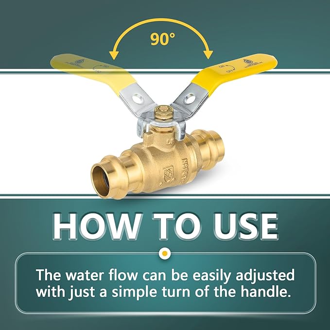 1/2" Press Ball Valve, 40 Pack Shut Off Valves with EPDM O-ring, Quarter Turn Brass Full Port Shut Off Ball Valve for Hot and Cold Water, NSF/ANSI 61 Certified