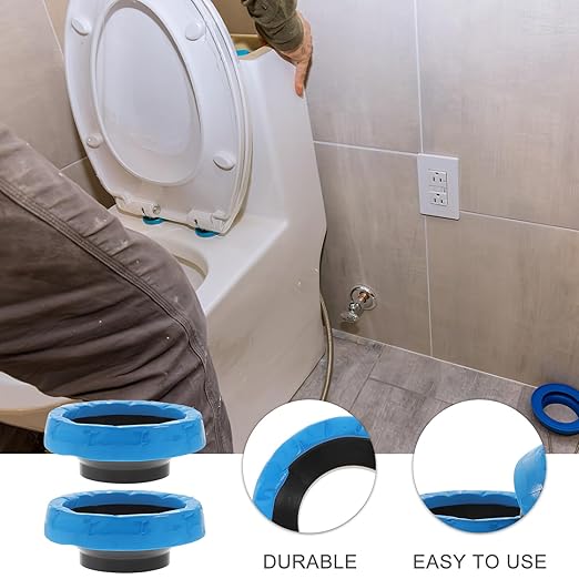2pcs Toilet Wax Ring Replacement Kit Rubber Seal Gasket for Toilet Bowl Flange Leak Anti-Aging Seal Rings Easy Installation Flange for Home and Office