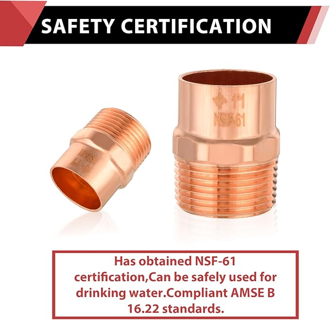 EFIELD 1-1/2-Inch Copper Male Adapter C x MNPT, LF Copper Plumbing Fittings with Sweat Solder X MNPT Connection (1-1/2-inch),(COPPER120)